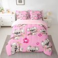 thumbnail image 2 of Homewish Kawaii Koala Lover Bedding Comforter Set 7pcs for Kids, Pink Blossoms Flower Floral King Bedding Sets, Cute Cartoon Animal Reversible Bed Sheets, Luxury Bedroom Decor, 2 of 7