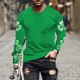 thumbnail image 2 of hotojiny Mens St Patrick's Day Shirts Casual Long Sleeve T-Shirt Big and Tall Green Print Crew Neck Tops Spring Clothes for Party, 2 of 5