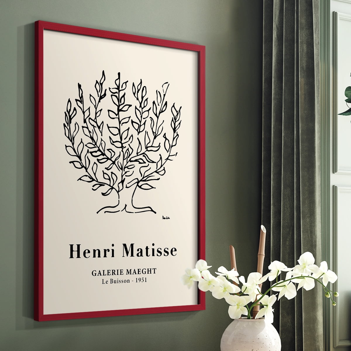 Matisse CXLVIII Framed Print in Red Solid Wood 11 x 14 Framed Print