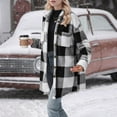 thumbnail image 4 of DDAPJ pyju Fleece Jackets for Women Plaid Shacket Jacket Trendy Casual Lapel Button Down Sherpa Coat with Pockets Black S, 4 of 9