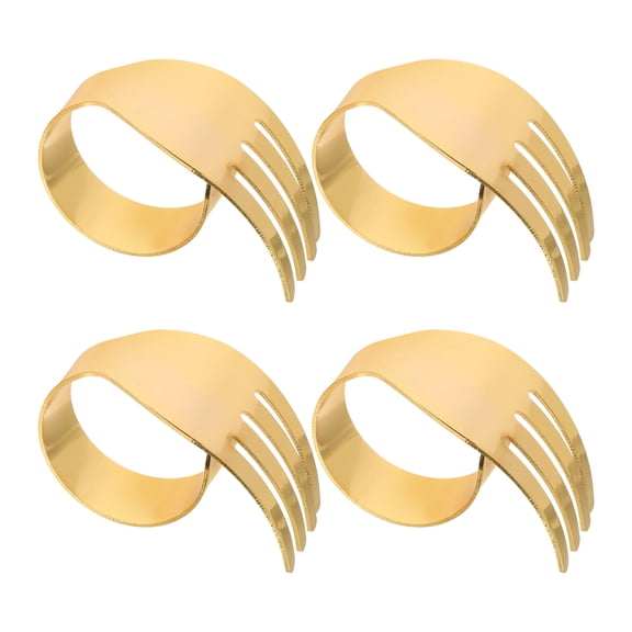 Mobestech 4Pcs Decorative Golden Metal Napkin Rings for Cloth Napkins Party Use Wedding Dinner
