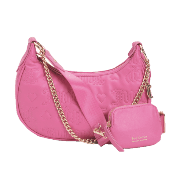 Juicy Couture Women's Quilted Puff Crossbody Shoulder Bag with Mini Pouch, Pink