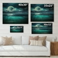 thumbnail image 4 of Designart 'Romantic Moon and Clouds Over Deep Blue Sea II' Nautical & Coastal Print on Natural Pine Wood, 4 of 5