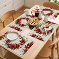 thumbnail image 5 of Placemat Set of 6 Red Rose Wreath Placemats for Dining Table Retro Flowers Washable Table Mats for Kitchen and Party Decor Indoor & Outdoor Use, 5 of 8