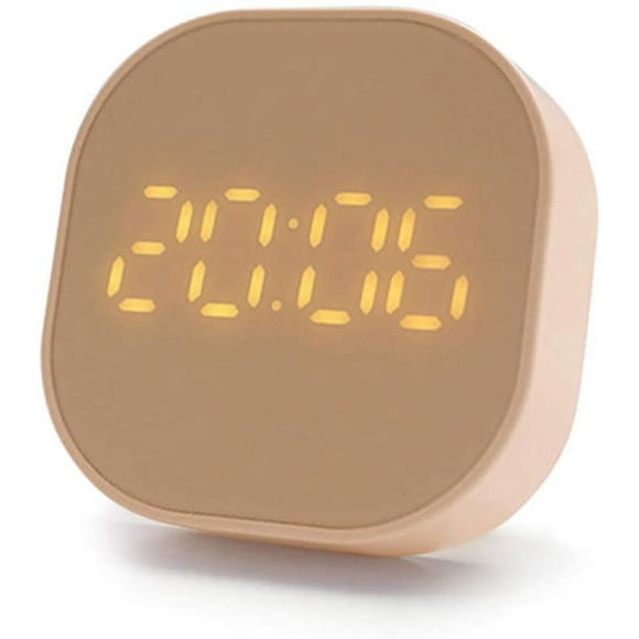 Small Digital Alarm Clock Kids, LED Loud Alarm Clock No Ticking, 2 Alarm Settings, USB/Battery Power, 12/24H, ℃/℉ (Pink)
