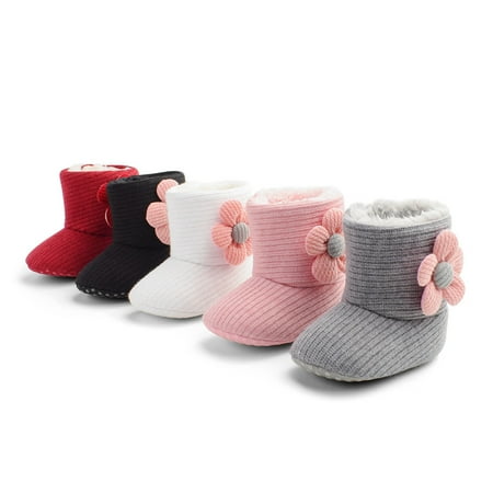 

XWQ Autumn Winter Baby Girls Sunflower Warm Soft-soled Toddler Shoes Infant Boots