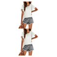 thumbnail image 1 of Camiseta de mujer Minnieouse con volantes color sólido Blanco XL 2piezas, 1 of 6