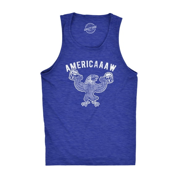 Americaaaw Mens Fitness Tank Funny 4th Of July Merica Bald Eagle Beer Drinking Graphic Party Shirt