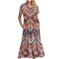 thumbnail image 2 of Ovzne Robes Grande Taille pour Femmes Courbes Robe pour Femme Mode Féminine Manches Longues Col Rond T-Shirt Imprimé Blouse Ample Robe Manches Courtes Imprimée Liquidation, 2 of 5