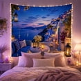 thumbnail image 2 of Terrace At Twilight With Overlooking Hillside Village Sea, Mystical Fantasy for Space Lovers, Galaxy Room Decor, Valentine's Day Gift, Tapestry Wall Hanging for Bedroom and Dorm, 2 of 6