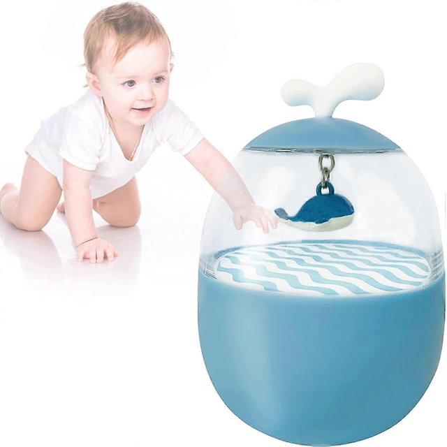 Juguete musical para bebés, juguete educativo para la primera infancia, con sonido de cascabel y orejas de silicona, color azul.
