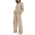 thumbnail image 6 of Zynoxe Womens Two Piece Sweatsuit Sets Solid Color Loose Crew Neck Long Sleeve Sweatshirt and Wide Leg Pants Lounge Sets for Daily Wear, 6 of 7