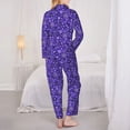 thumbnail image 3 of KLL New Year Snowflakes Print Women's Long Sleeve Pajamas with Pants Sleepwear Loungewear 2 Set-Medium, 3 of 8
