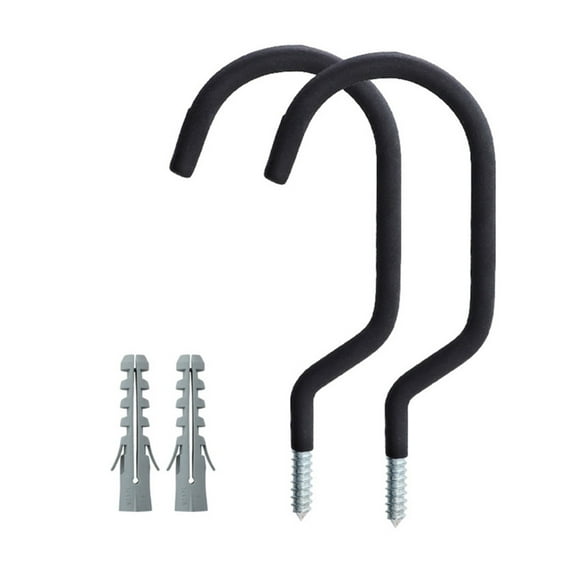 2pcs/set Wall Mounted Bicycle Hanger Garage Bike Storage Steel Black Wall Hook