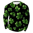 thumbnail image 2 of Ceisia Men's St. Patrick's Day Black Shamrock All-Over Waffle Knit Top | Long Sleeve Crew Neck Casual Tee Gifts, 2 of 3