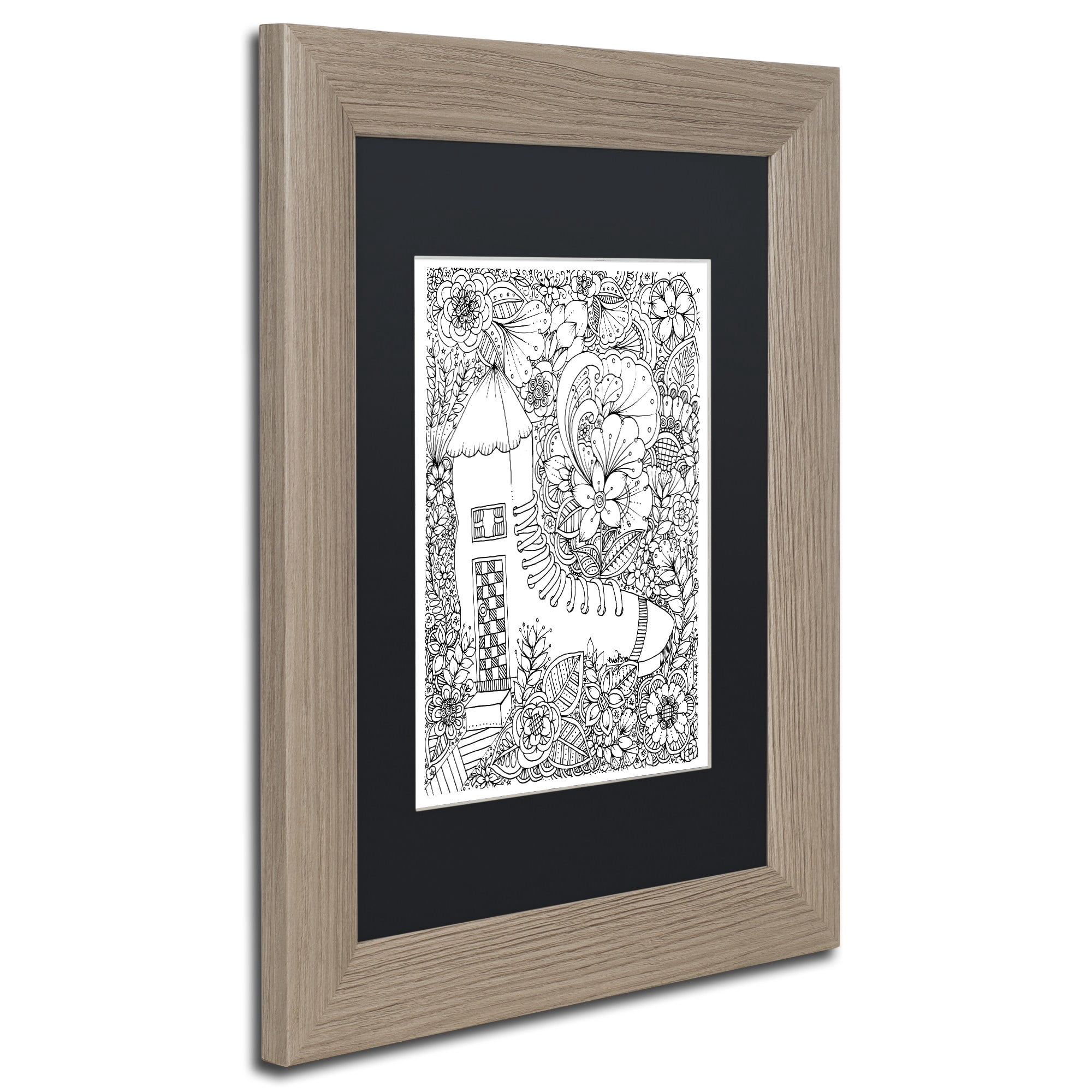 Trademark Fine Art "Shoe House" Canvas Art by KCDoodleArt Black Matte, Birch Frame
