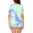 thumbnail image 5 of Wutalume Womens Pajama Sets Tie Dye Print - Short Sleeve Soft Cute Sleepwear, Lightweight Two Piece Lounge Set for Summer Home Relax,Green M, 5 of 5