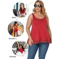 thumbnail image 6 of ANYFIT WEAR Plus Size Camisole with Built in Bra Padded Tank Tops for Women Flowy Sleeveless Summer Tops with Lace Hem Wine,4XL, 6 of 7