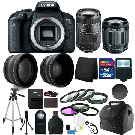 Canon EOS Rebel T7i 24.2MP DSLR Camera with 18-55mm + 70-300mm + 32GB Accessory Kit