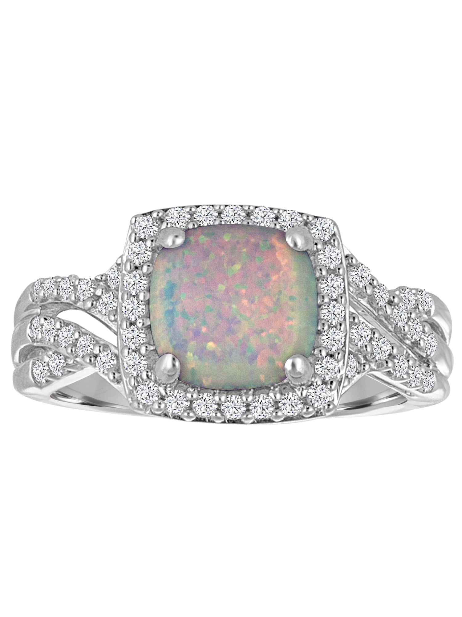 Brilliance Fine Jewelry LabCreated Opal with CZ Accents Sterling