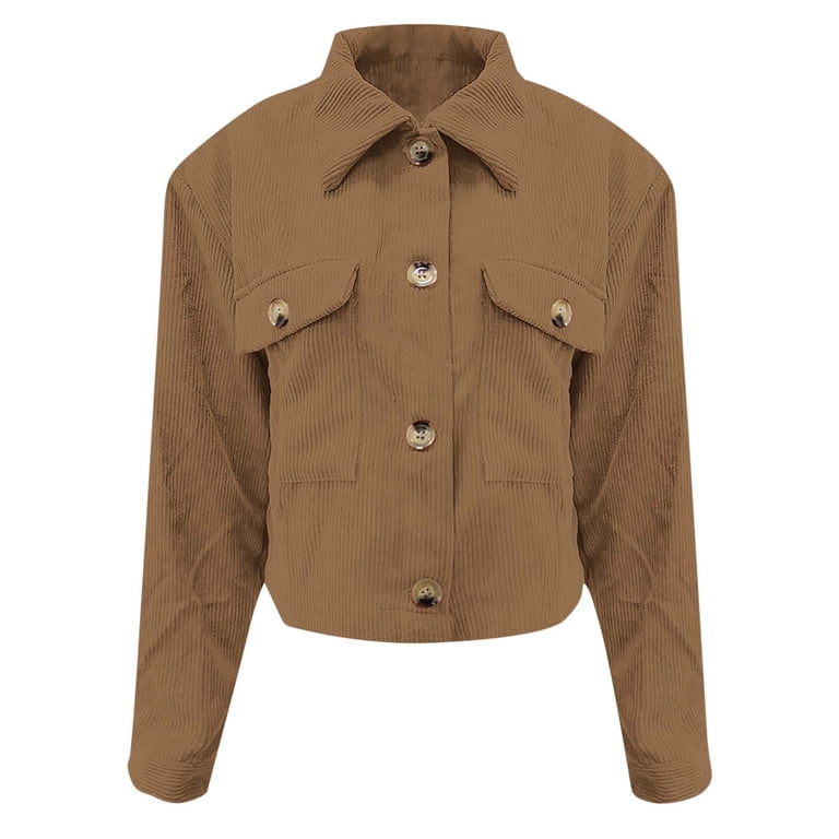 jjayotai Womens Double Breasted Corduroy Jacket, Long Sleeve Work