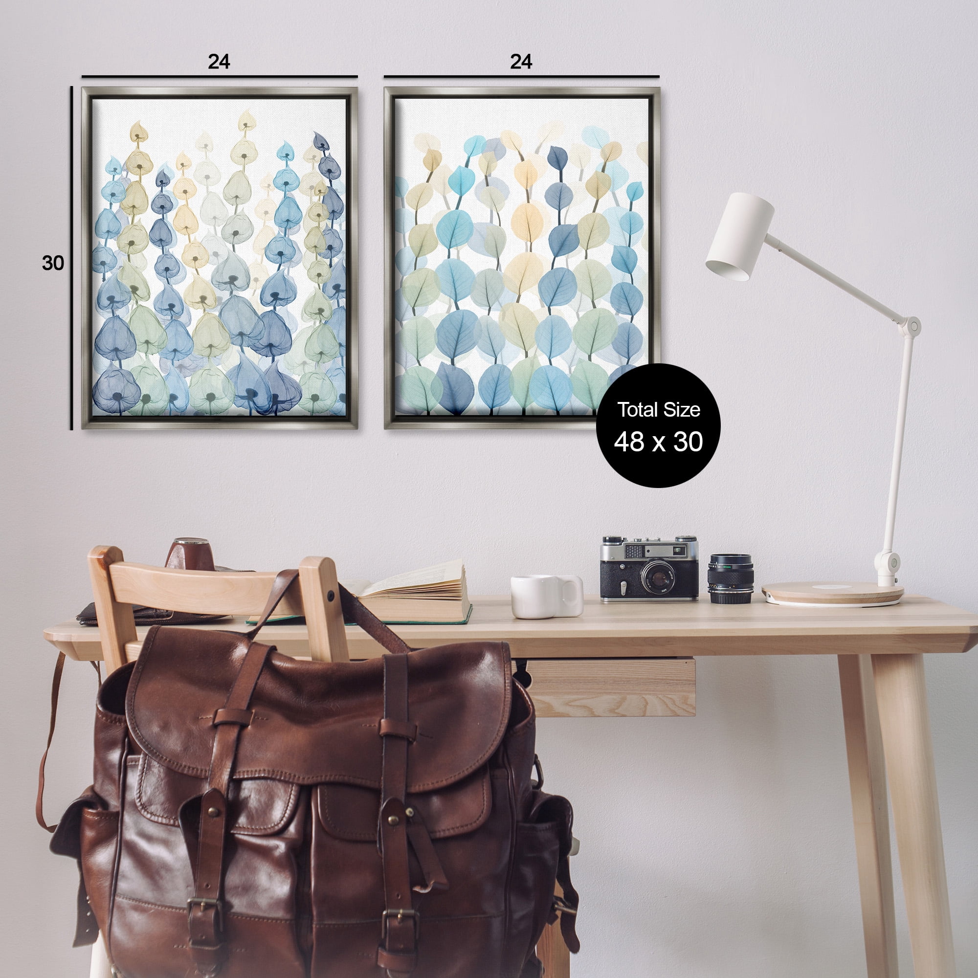 Stupell Industries Seaweed & Ocean Plants Pattern Abstract Painting Gray Floater Framed Canvas Art Print Wall Art, 25 x 31, Set of 2