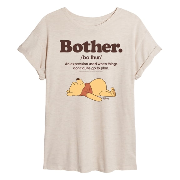 Winnie the Pooh - Bother Definition - Juniors Oversized Graphic T-Shirt