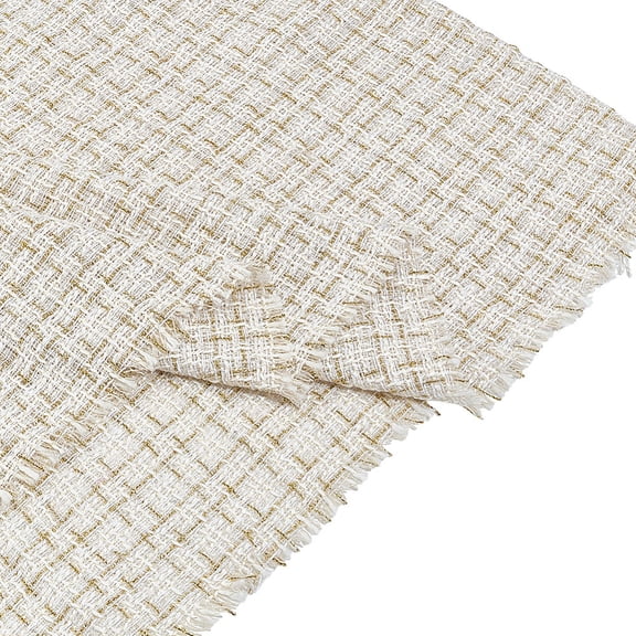 2Pcs White Tweed Fabric Metallic Woven Tweed Fabric 59×18inch Craft Bundle Squares Patchwork for DIY Sewing Wedding Bridal Dress Gift Wrapping