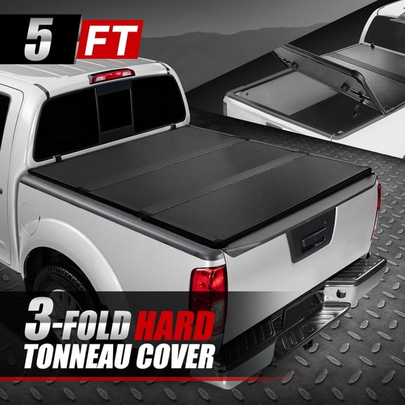 Nuvision for 05-21 Nissan Frontier 5Ft Bed Frp Hard Solid Tri-Fold Truck Tonneau Cover