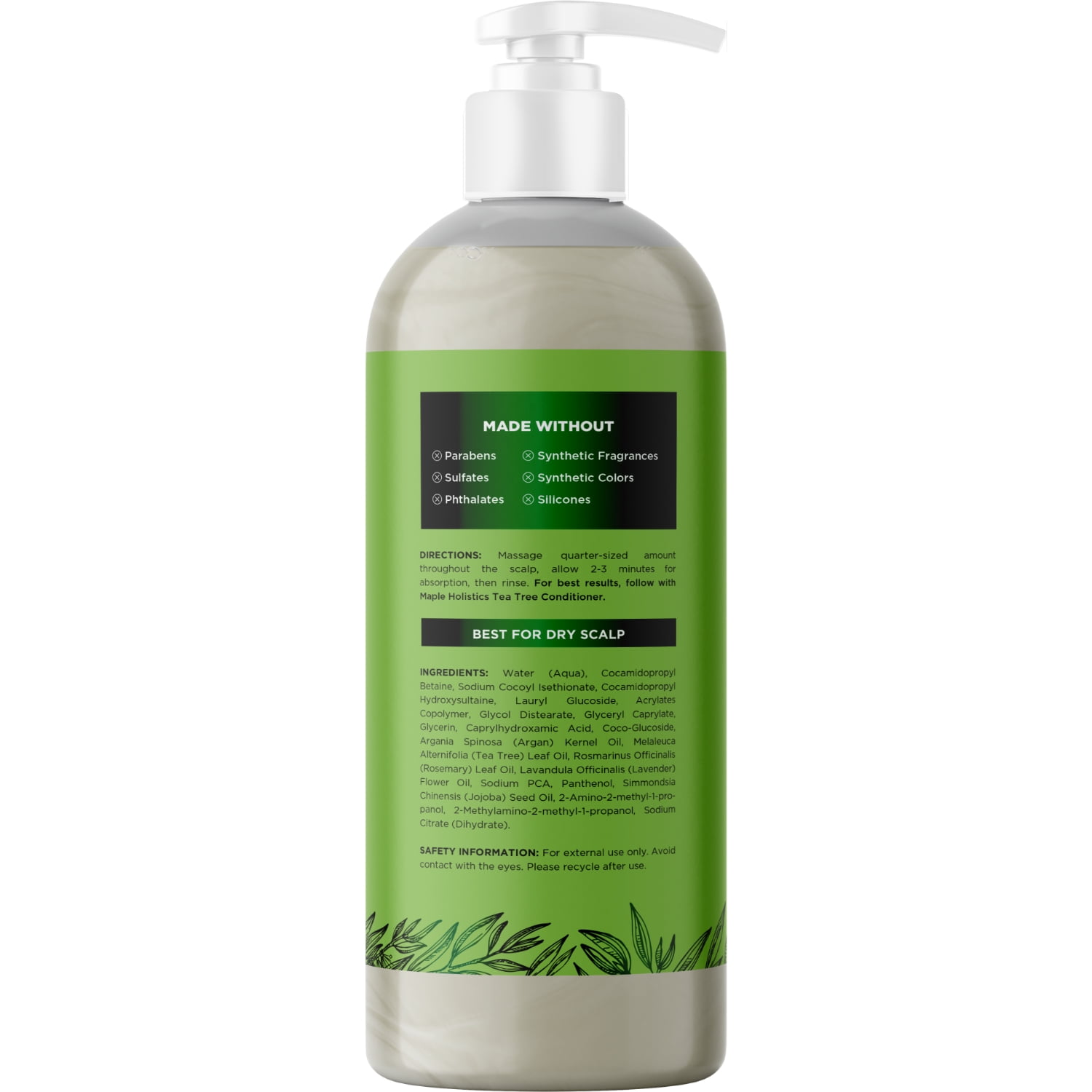 Tea Tree Oil Shampoo Sulfate Free Shampoo - Maple Holistics Tea Tree Oil Dry Scalp Shampoo For Oily Hair with Rosemary - Scalp Care Hydrating Shampoo for Women & Men with Natural Essential Oils