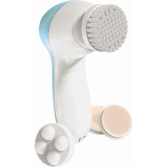 Bella Ciao 6-Piece Sonic Facial Cleansing and Exfoliating Set with Massage Roller and Exfoliating Brush, Blue