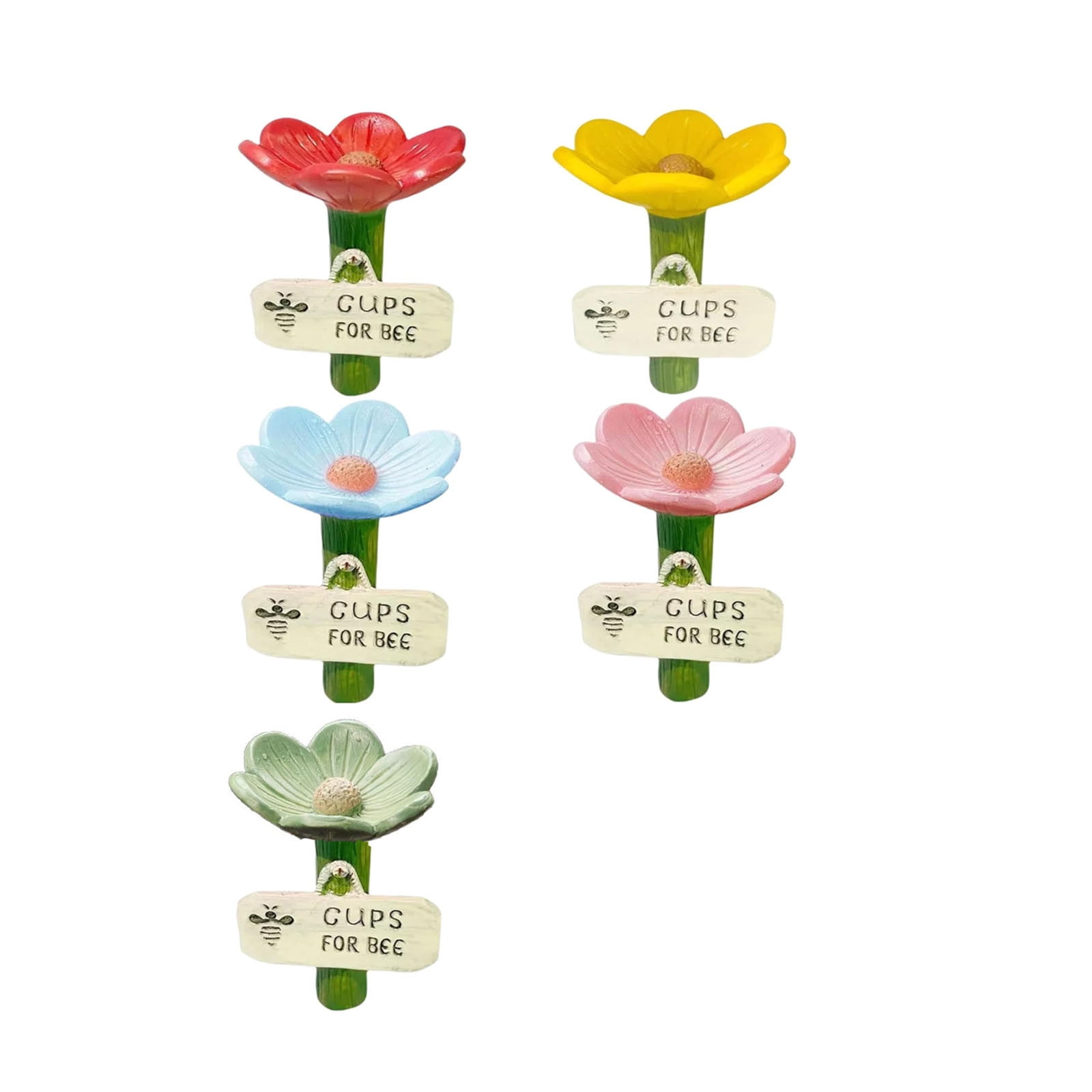 Kadlawus Flower-Shaped Watering Can for Garden, Resin Watering Station with Bee, Ceramic-Look Watering Pot for Potted Plants, Flowers, Indoor Decor