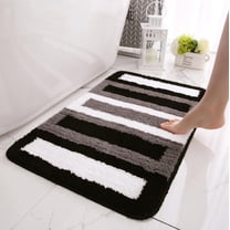 Soft Plush Microfiber Bathroom Rugs Absorbent Non-Slip 20"x32" Black White Gray Fluffy Bath Mats Machine Washable for Tub and Shower