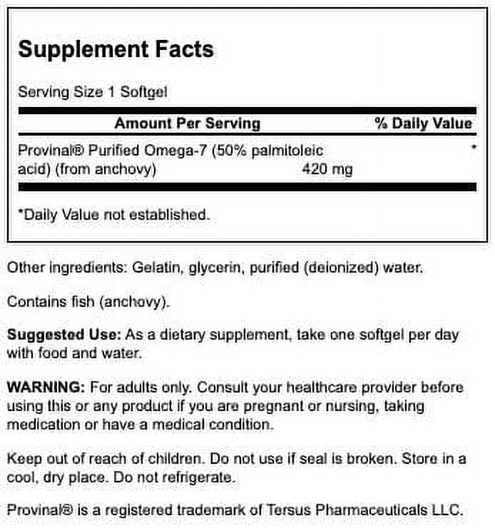 Swanson Provinal Purified Omega-7 420 mg 30 Softgels