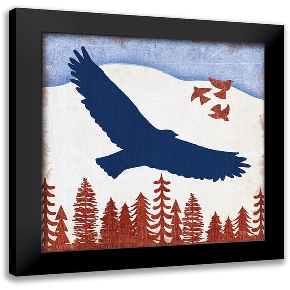 Mullan, Michael 12x12 Black Modern Framed Museum Art Print Titled - Patriotic Woodland Eagle