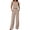 Beige, variant on Womens 2 Piece Sets Sleeveless Crop Tank Tops With Wide Leg Pants Casual Summer Linen Sets 2026 M