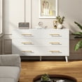 thumbnail image 6 of Dresser for Bedroom, Lofka 6 Double Drawers Dresser Gold Metal Handle, Deep Drawers, Smooth Metal Rail, 2-in-1 Tv Stand, White, 6 of 17