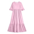 thumbnail image 3 of Trikvn Girls Maxi Dress Short Sleeve Ruffle Tiered Long Dresses with Side Pockets Casual Summer Loose Fit Flowy Sundress for Kids Beach Vacation Holiday Wear, 3 of 7
