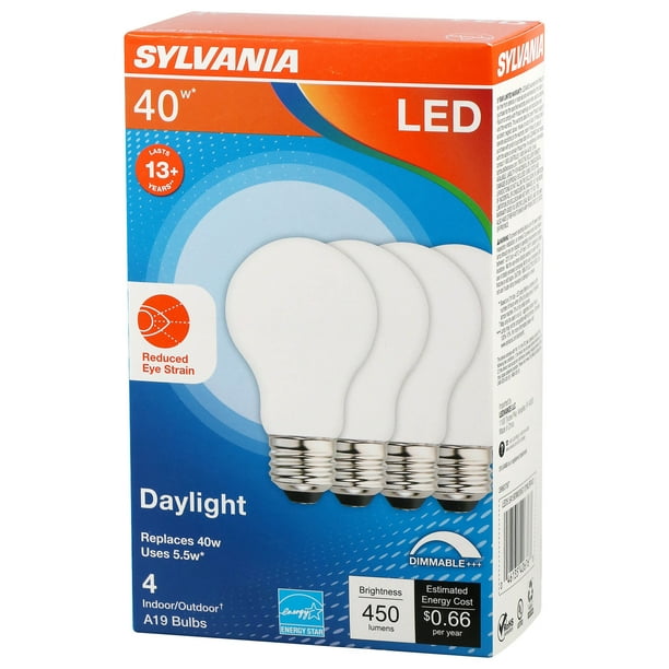 Sylvania LED A19 Reduced Eye Strain Light Bulb, 40W, Dim