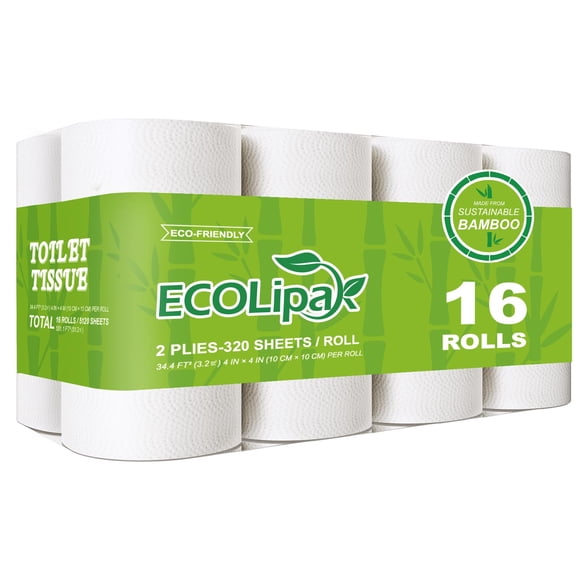 Papel higiénico ECOLipak 16 rollos de bambú, 2 capas, 320 hojas