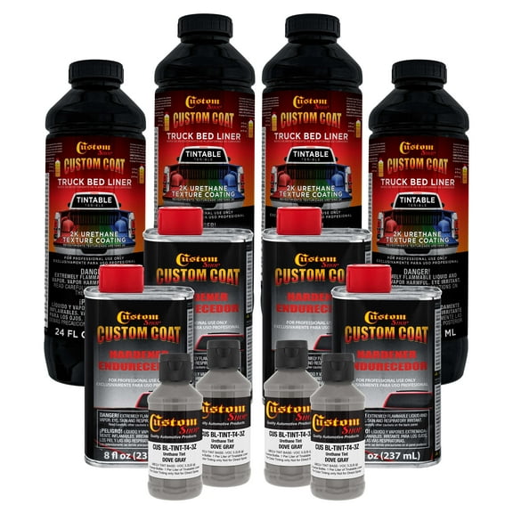 Custom Coat Dove Gray 1 Gallon Urethane Spray-On Truck Bed Liner Kit -Easy Mixing , Prevent Stop Rust