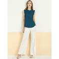 thumbnail image 3 of Blusa elegante Sin mangas Allegra K Vintage 1950 con volantes para Oficina Mujer Azul verde L, 3 of 6