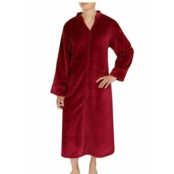 long fleece robe with zipper