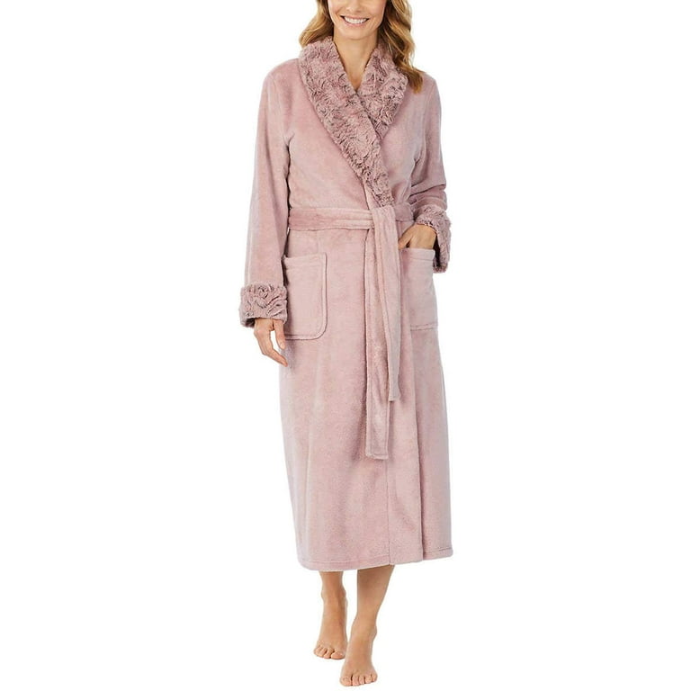 Carole Hochman Women Luxuriously Soft Plush Wrap Robe Pink M 