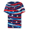 thumbnail image 4 of Womens 4th of July Shirts 3/4 Sleeves Fashion American Flag Graphic T-Shirt Mid-length Women's Three Quarter Sleeve Blouse Button Neck Casual Parade Tops, 4 of 5