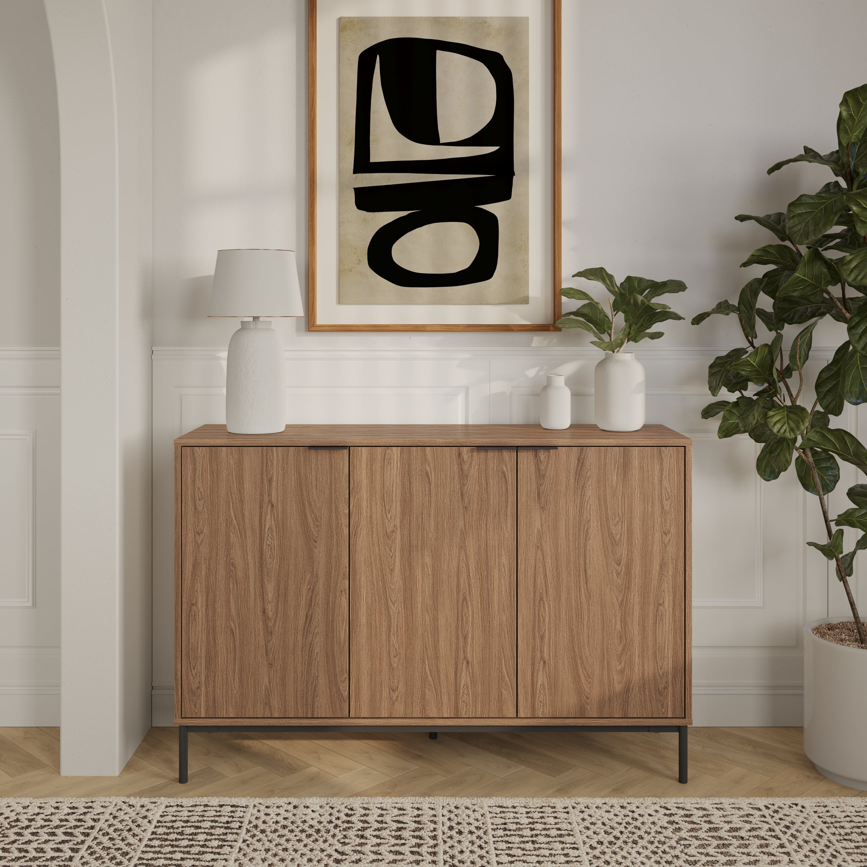 Buffet Connor à 3 portes en noyer clair