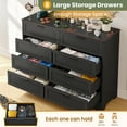 thumbnail image 3 of Chests of Drawers Dresser for Bedroom,8 Drawer Dresser Storage Organizer with Woven Leather Drawers for Living Room,Black, 3 of 5