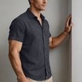 thumbnail image 5 of Yyuenw Linen Shirts for Men, Solid Color Slim Fit Short Sleeve Button Down Shirt, Casual Summer Top for Men, 5 of 9