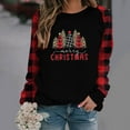 thumbnail image 2 of Tops Navideños Para Mujer, Blusas de Manga Larga, Moda Holgada, Costura A Cuadros, Cuello Redondo, Otoño Odeerbi ODB192056, 2 of 6