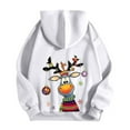thumbnail image 4 of Fiaer Christmas Women Hoodie Full Zip up Reindeer Graphic Xmas Hooded Jackets Oversized Sweatshirts Long Sleeve Drawstring Pocket Tops White XL, 4 of 5